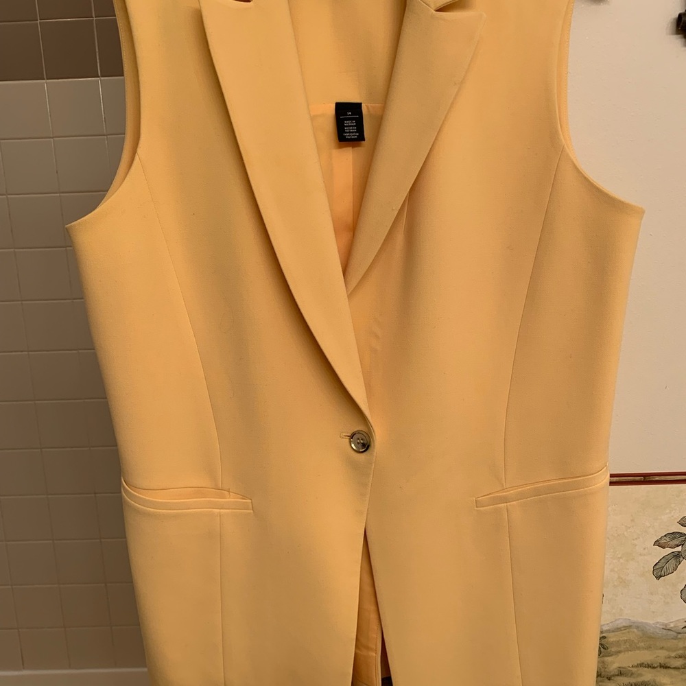 Yellow gold long sleeveless vest.